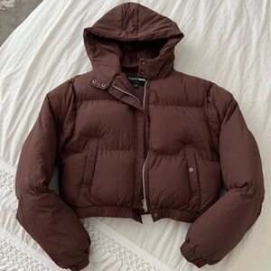 Fashion Nova Deep Brown Puffer Jacket